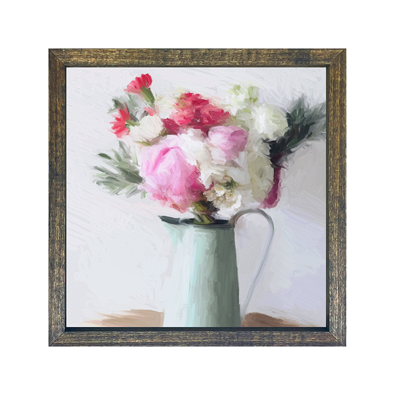 Peony bouquet in watering can