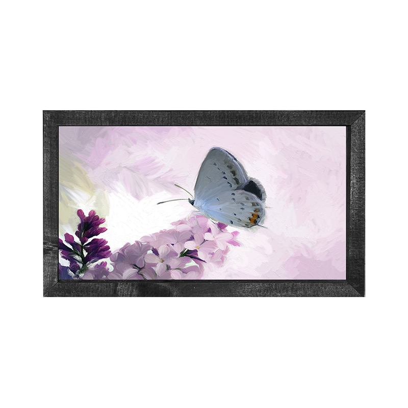 Blue butterfly on lilac Horizontal