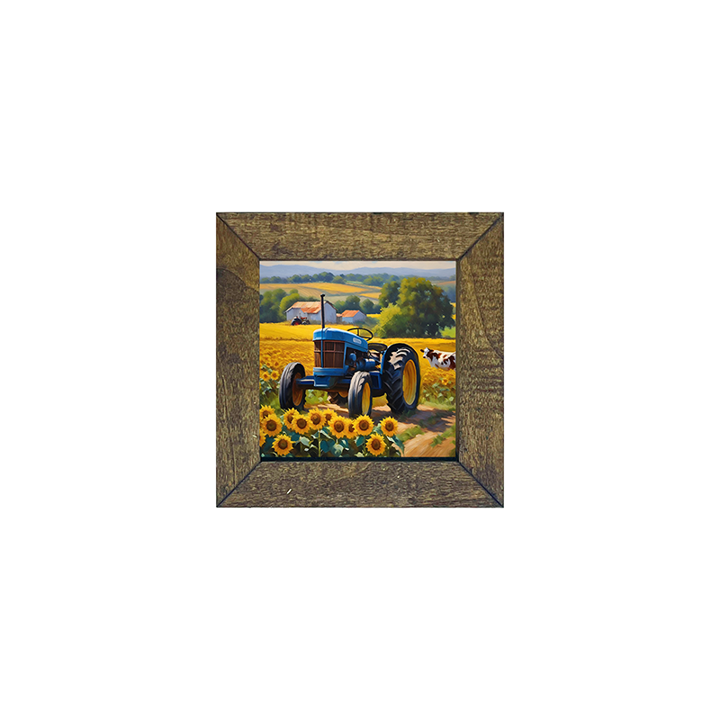 Blue Tractor with Cow