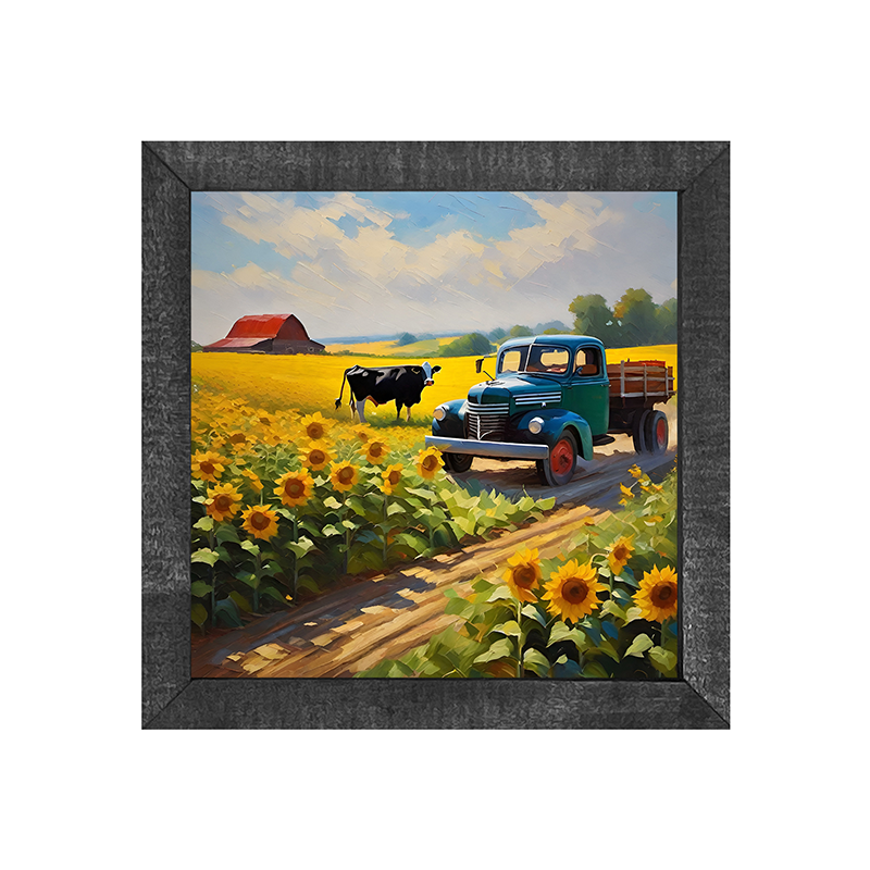 Old Truck with Black Cow