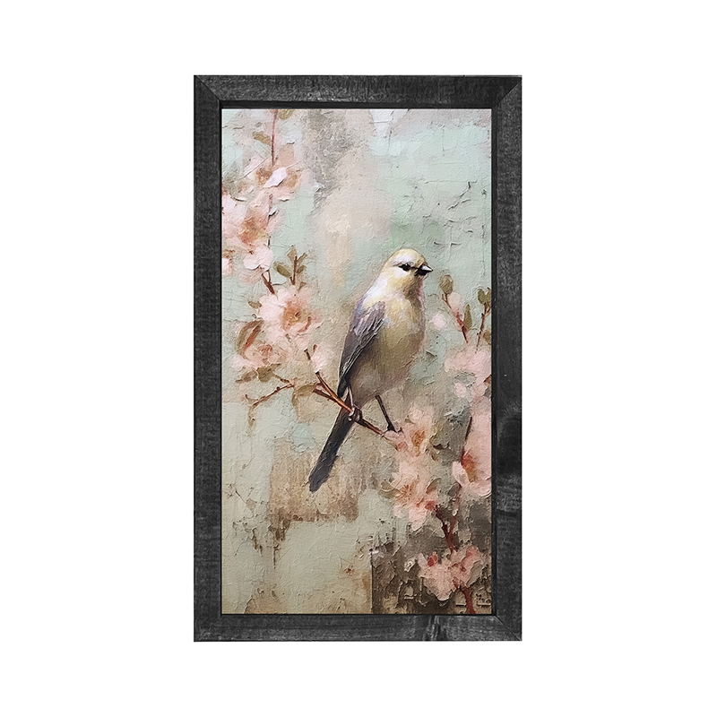 Yellow bird with blue wings-Vertical