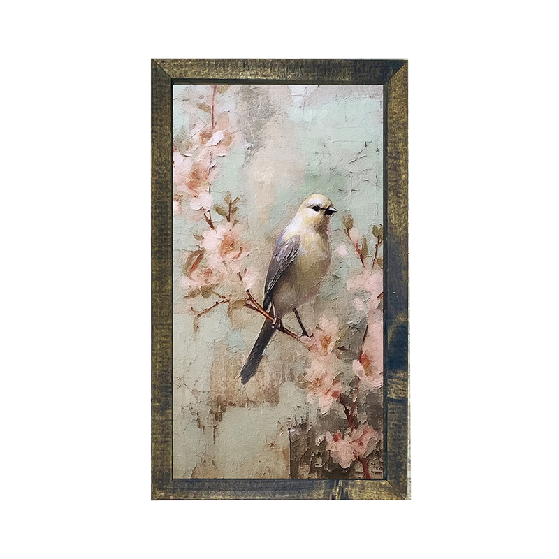 Yellow bird with blue wings-Vertical