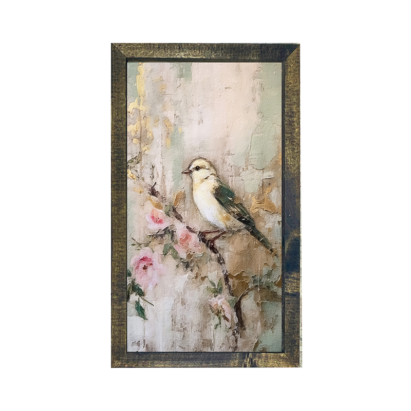 White breasted bird on branch-Vertical