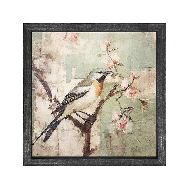 Red-breasted bird on branch