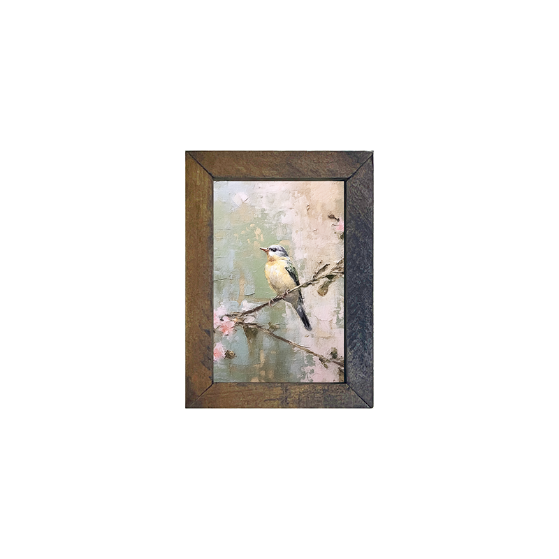 Bird sitting on cherry blossom branch-Vertical
