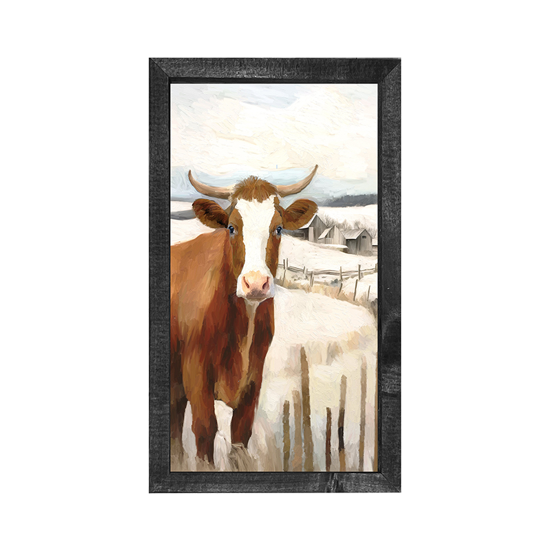 Cow near Fence - Vertical Frame