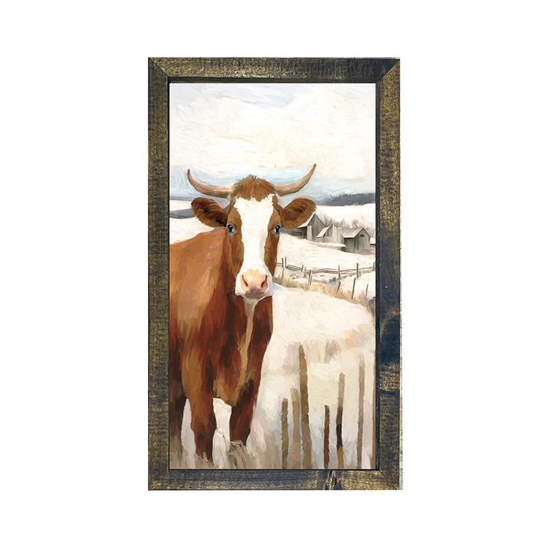 Cow near Fence - Vertical Frame