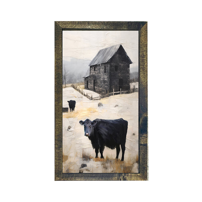 Cows at Barn - Vertical Frame
