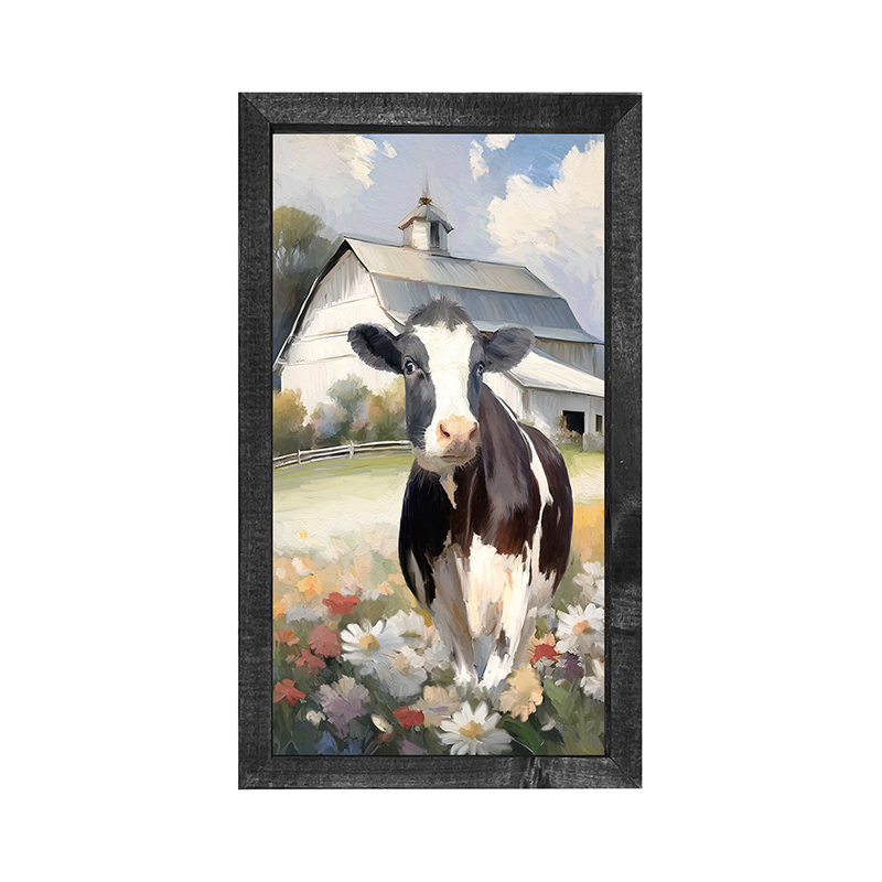 Cow in flowers - Vertical Frame