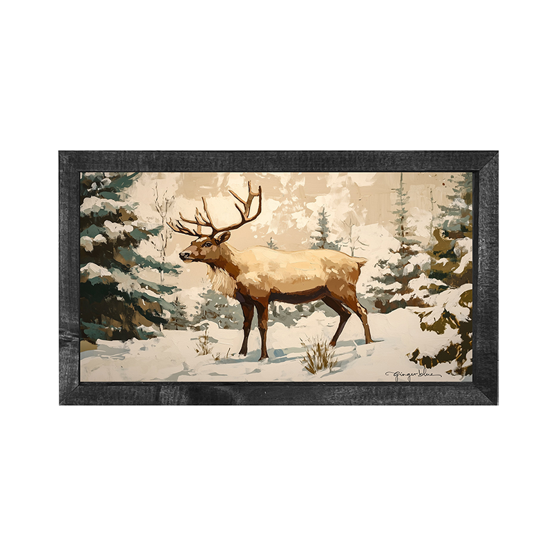 Adirondack Reindeer in Forest - Horizontal Frame