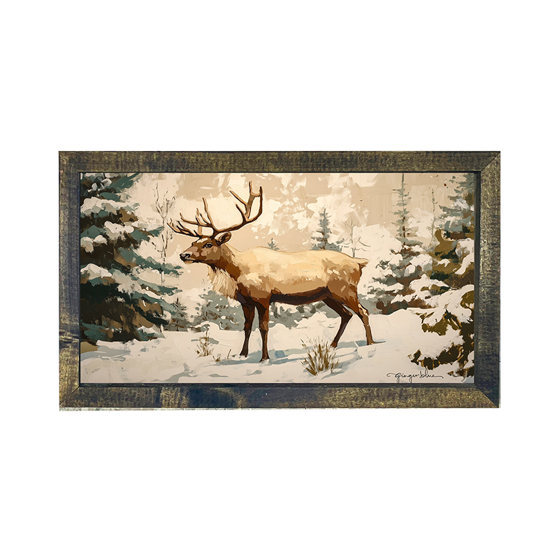 Adirondack Reindeer in Forest - Horizontal Frame