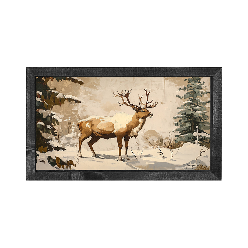 Adirondack Snowy Reindeer - Horizontal Frame