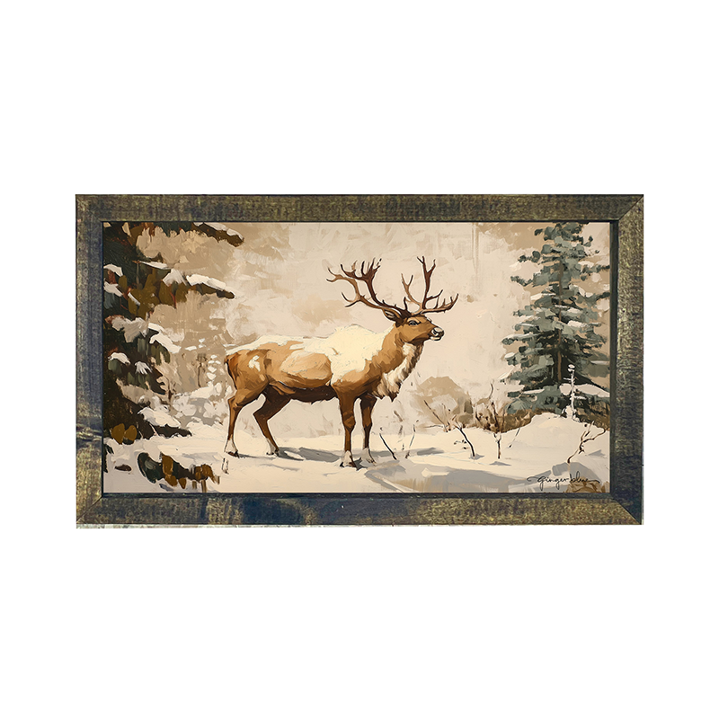 Adirondack Snowy Reindeer - Horizontal Frame