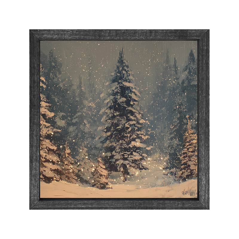 Snow Falling on Pines