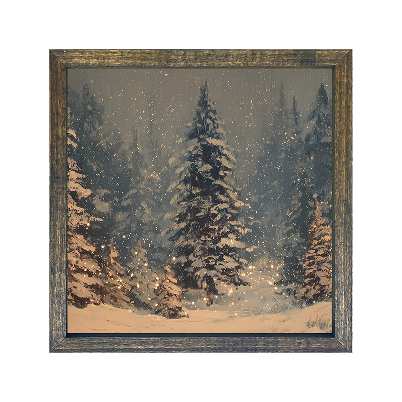 Snow Falling on Pines