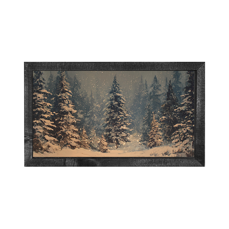 Snow Falling on Pines - Horizontal Frame