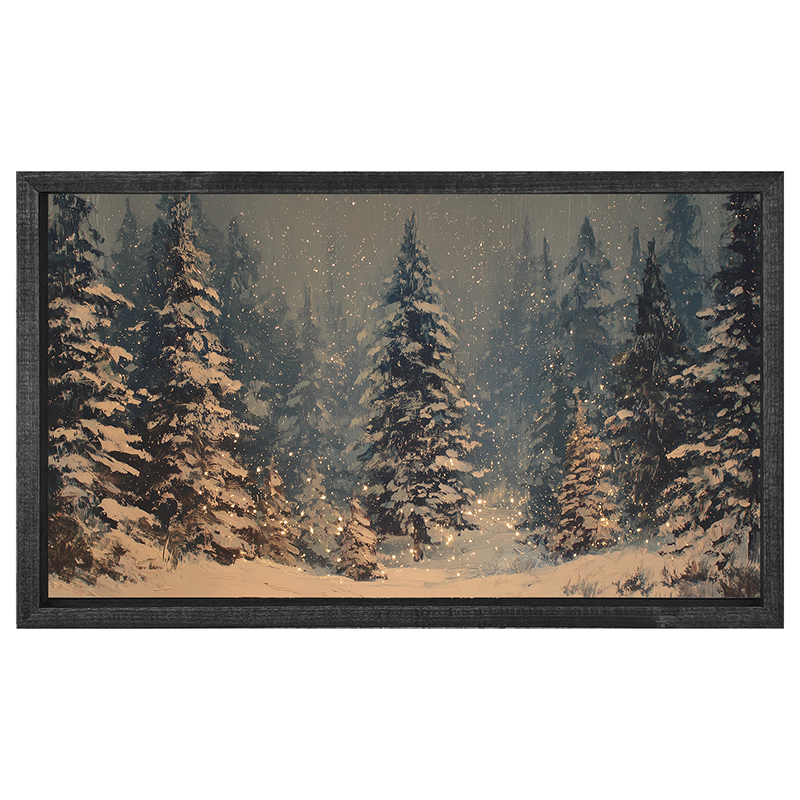 Snow Falling on Pines - Horizontal Frame