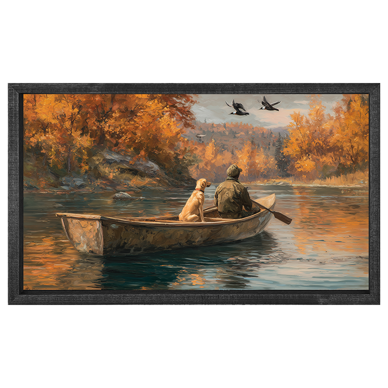 Fishing - Man with Dog - Horizontal Frame