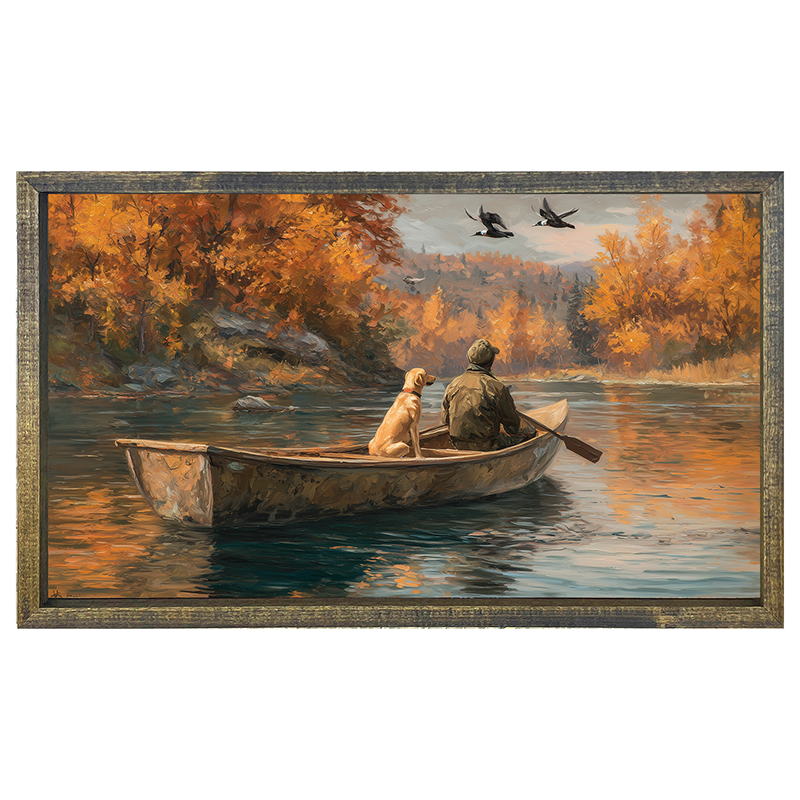Fishing - Man with Dog - Horizontal Frame