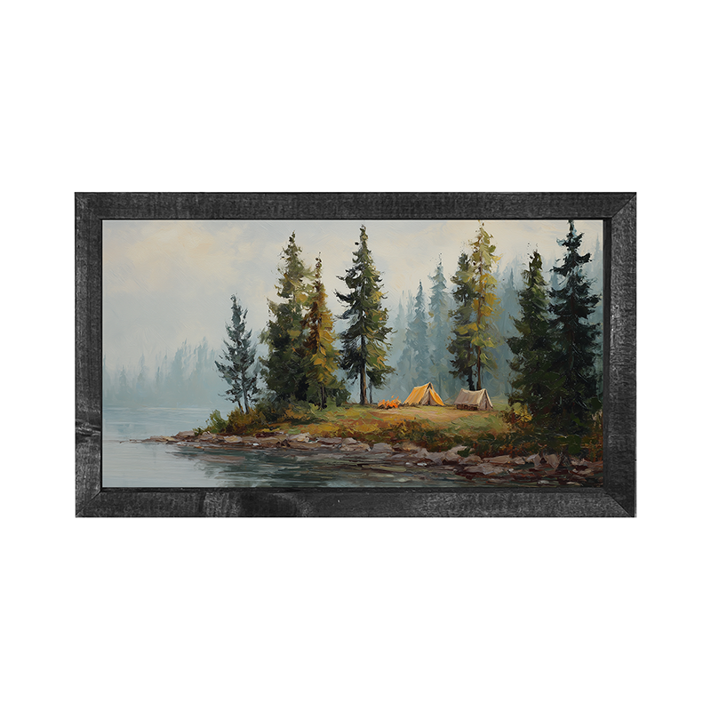 Hunting Season - Camping near the River - Horizontal Frame