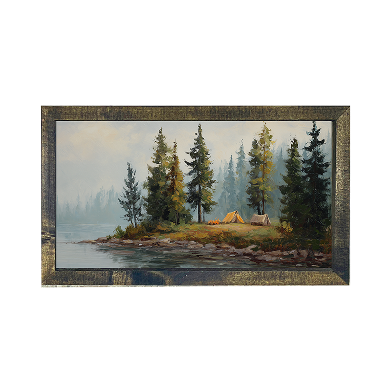 Hunting Season - Camping near the River - Horizontal Frame