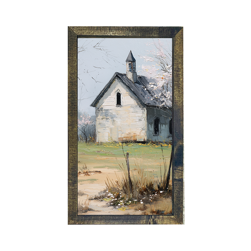 Country Church in Autumn - Vertical Frame