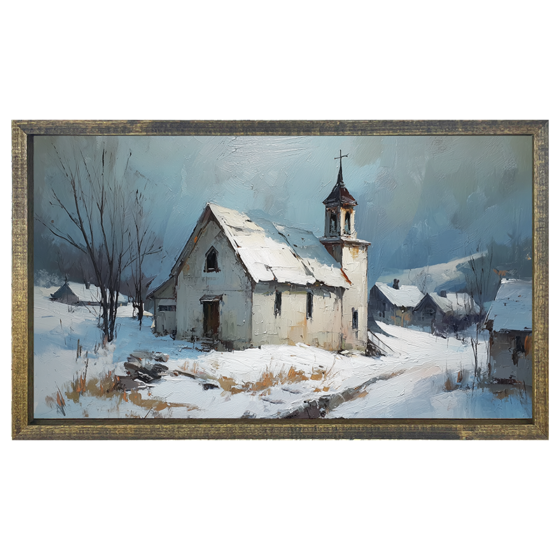 Country Church in Winter - Horizontal Frame