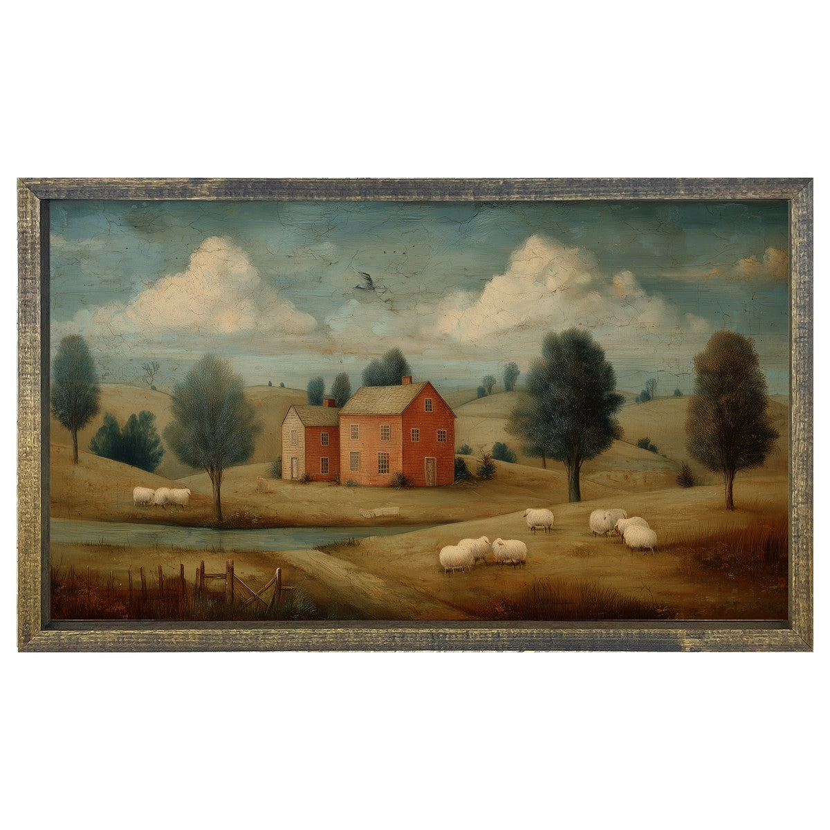 Rustic Sheep at Farm - Horizontal Frame