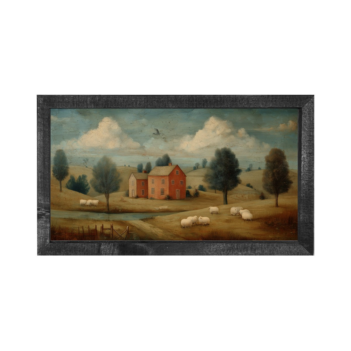 Rustic Sheep at Farm - Horizontal Frame