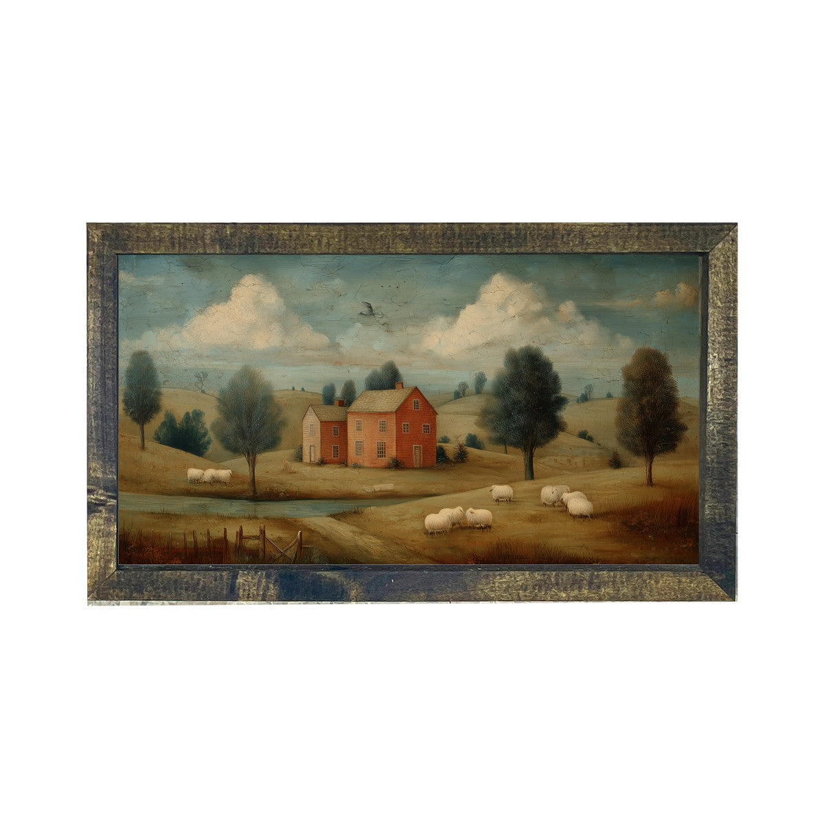 Rustic Sheep at Farm - Horizontal Frame