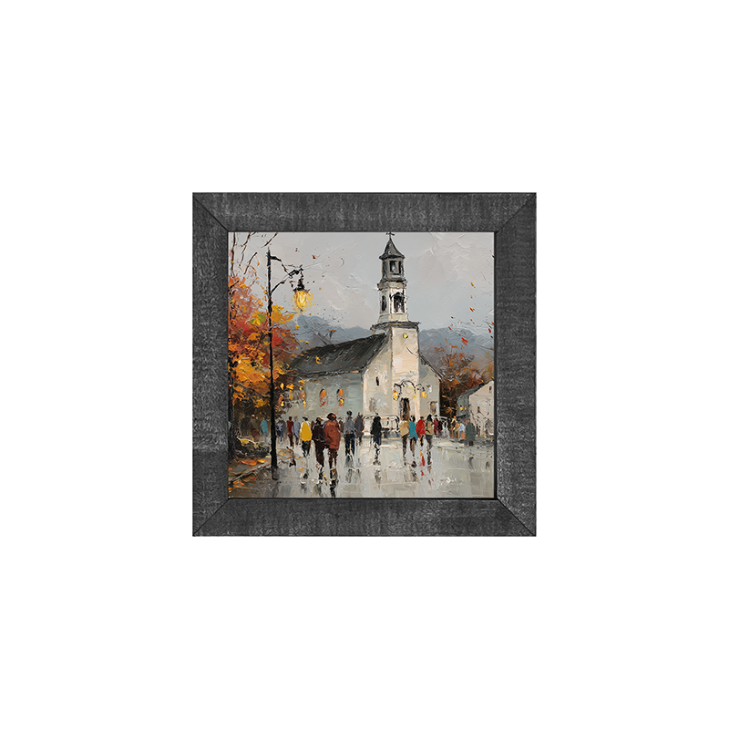 Hudson Valley Village - Autumn Sunday - Square Frame