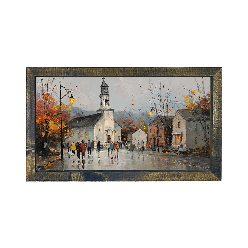Hudson Valley Village - Autumn Sunday - Horizontal Frame