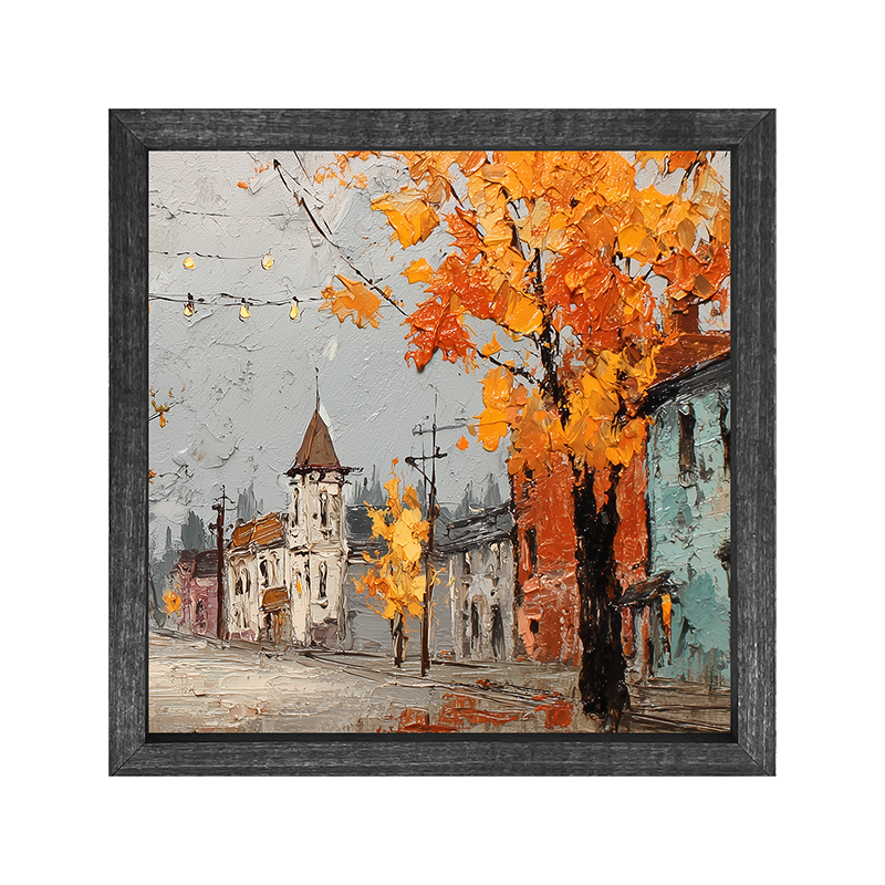 Hudson Valley Village - Autumn Sidewalks - Square Frame