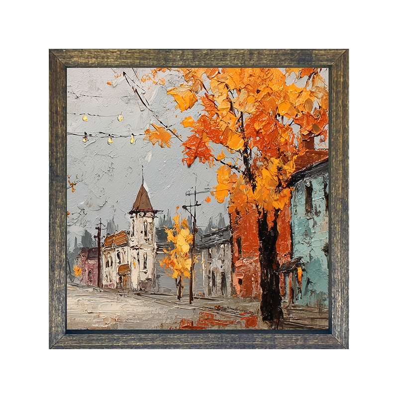 Hudson Valley Village - Autumn Sidewalks - Square Frame