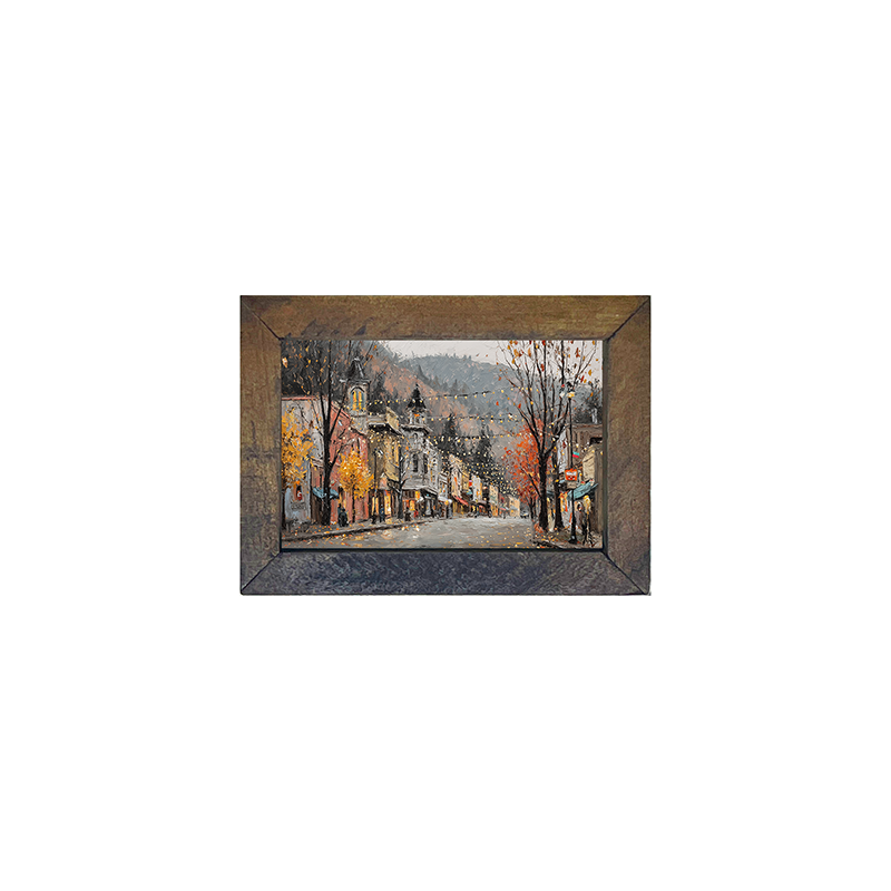 Hudson Valley Village - Autumn Lights along Main Street - Horizontal Frame