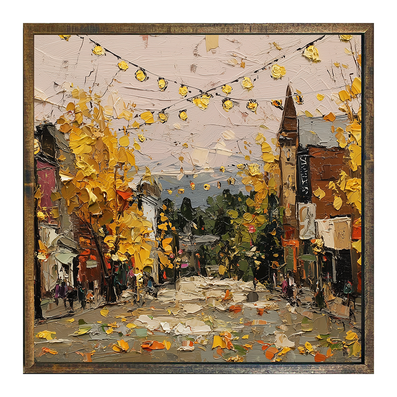 Hudson Valley Village - Falling Leaves - Square Frame
