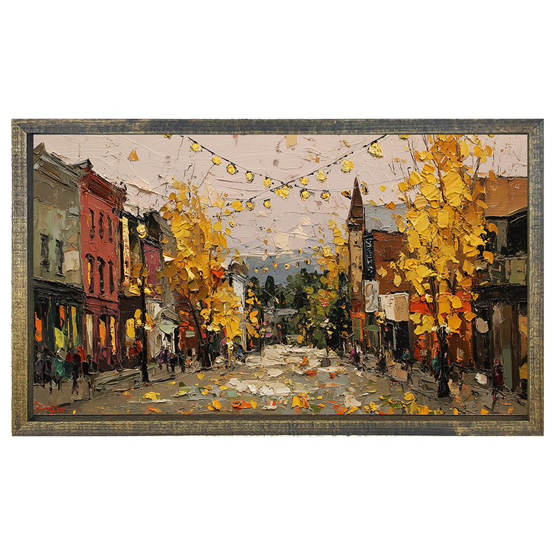 Hudson Valley Village - Falling Leaves - Horizontal Frame