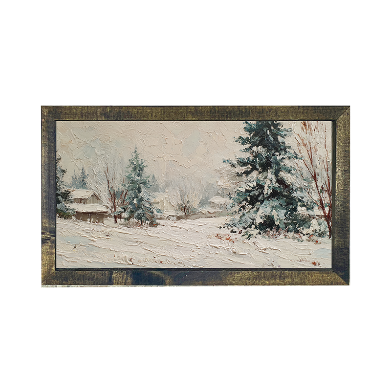 Country Winter - Farmhouse Pine Trees - Horizontal Frame