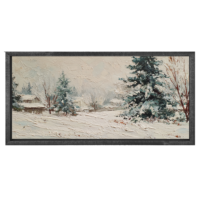 Country Winter - Farmhouse Pine Trees - Horizontal Frame