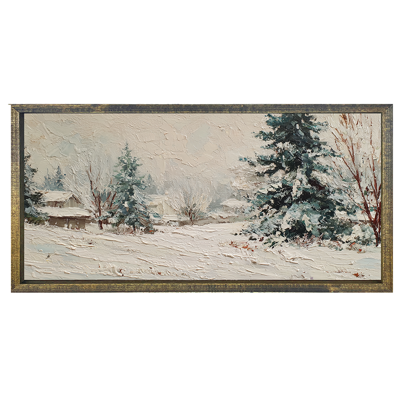 Country Winter - Farmhouse Pine Trees - Horizontal Frame