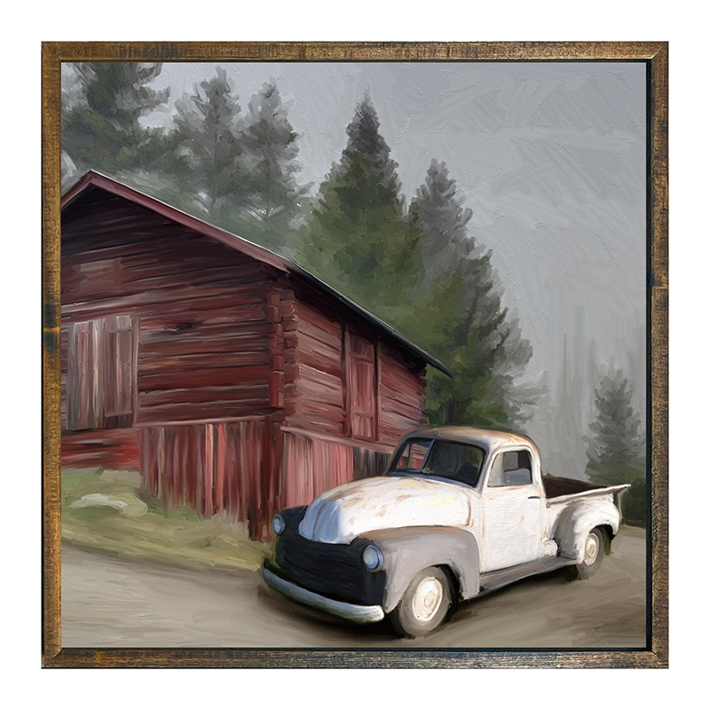 White Chevy with Barn