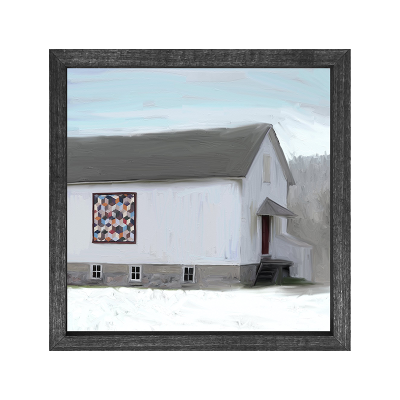 Barn-White with quilt square