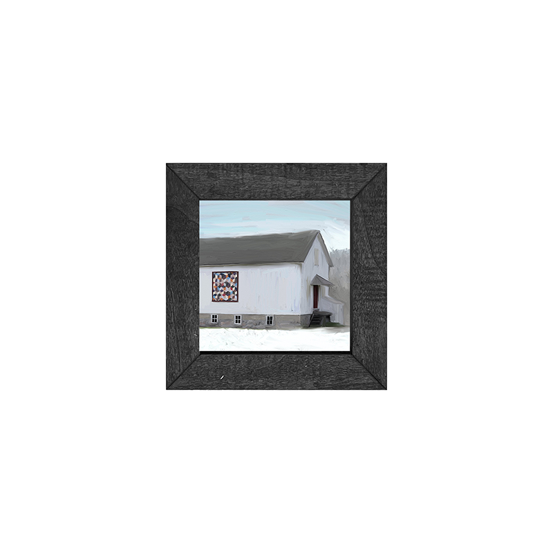 Barn-White with quilt square