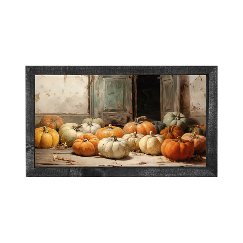 Pumpkins in a doorway - Horizontal Frame