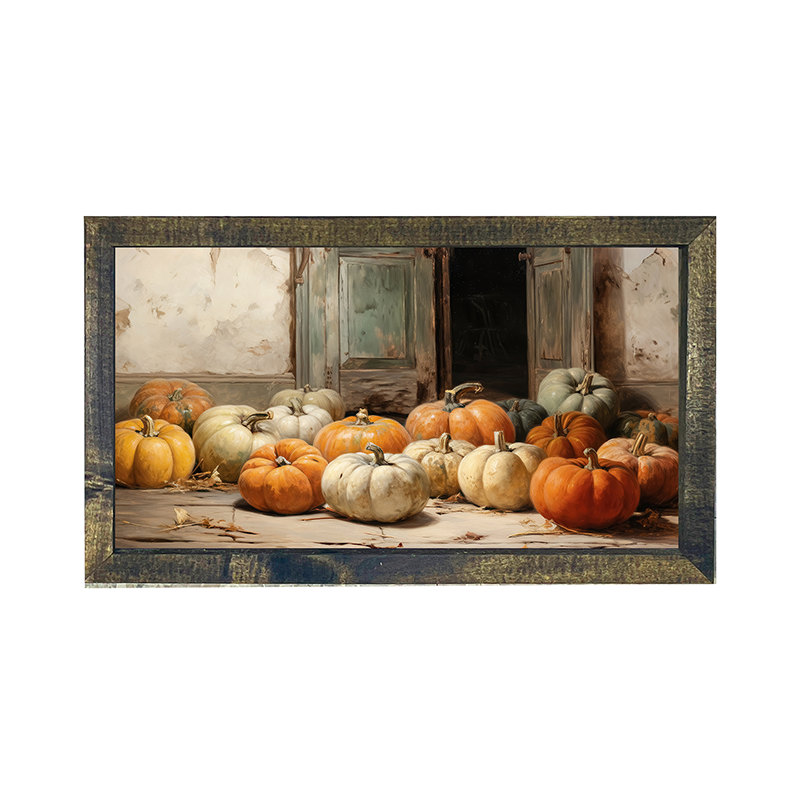 Pumpkins in a doorway - Horizontal Frame