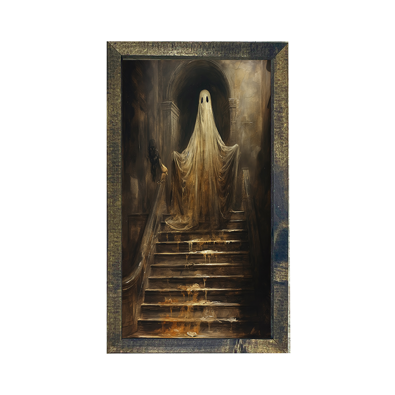 Ghost on Stairs - Vertical Frame