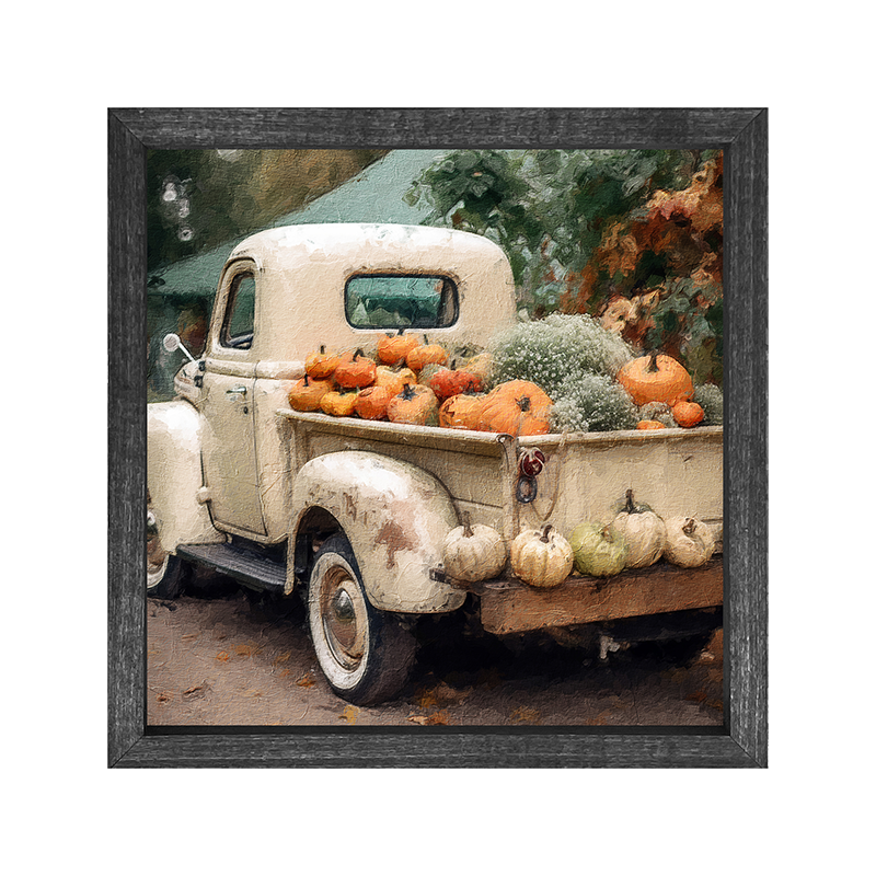 White Truck with Pumpkins