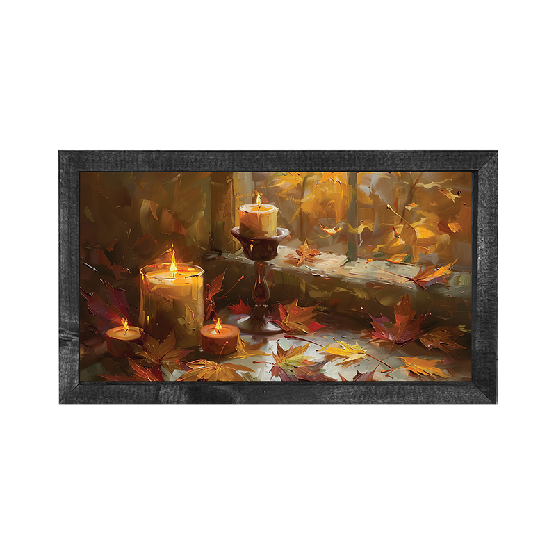 Candles and Leaves - Horizontal Frame
