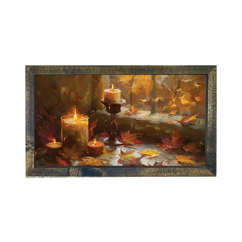 Candles and Leaves - Horizontal Frame