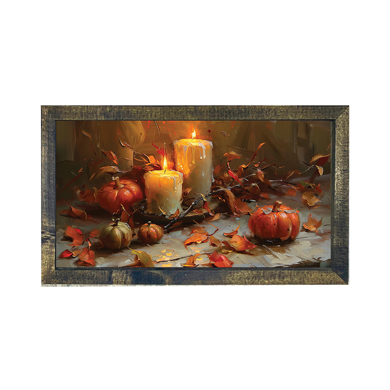 Candles and Pumpkins - Horizontal Frame